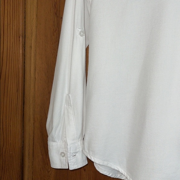 DASH WHITE FLANNEL POCKET BLOUSE BACK BUTTON DOWN DETAIL Sz. S - Picture 6 of 16